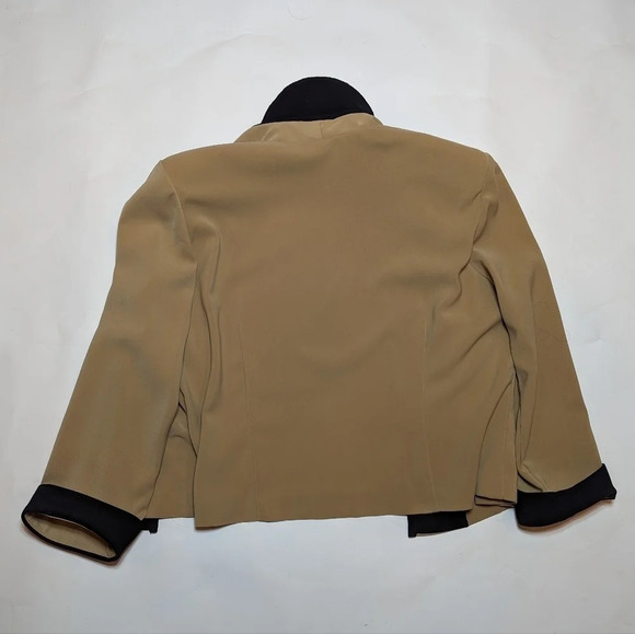 Vintage Jessica Open Front Camel Tan Black Blazer Jacket Woman 18 Shoulder Pad - Picture 3 of 8